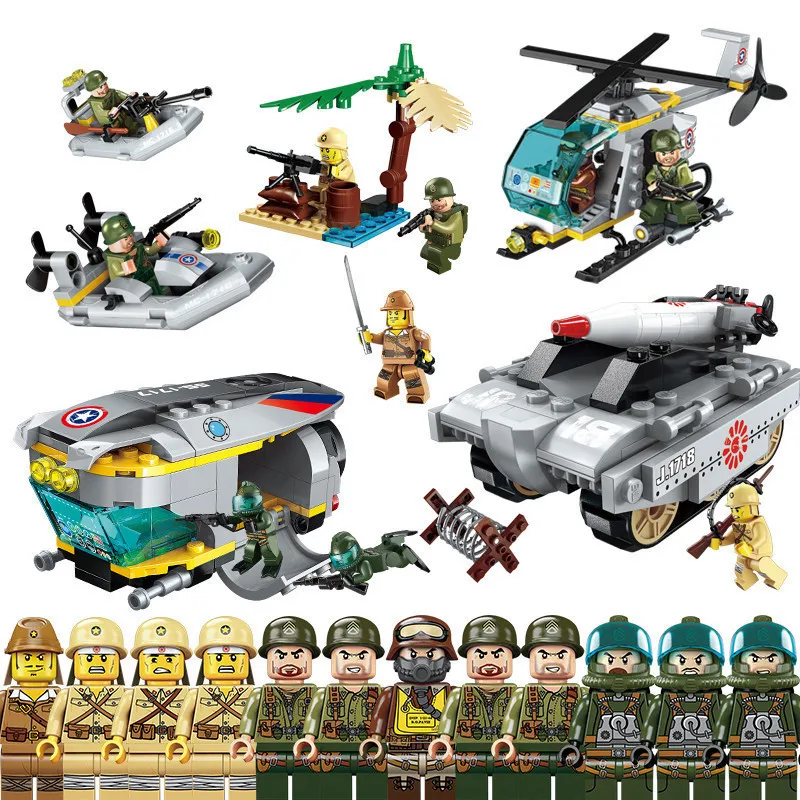 

Aircraft Carrier Army Navy Force Aircraft Marines Group Fighter Helicopter Figures Building Block Kid Toys For Children