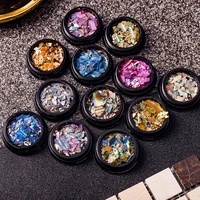1pc abalone nail shell irregular colorful nail art slices 3d decals uv polish shell decorations for manicure charms seashell gem