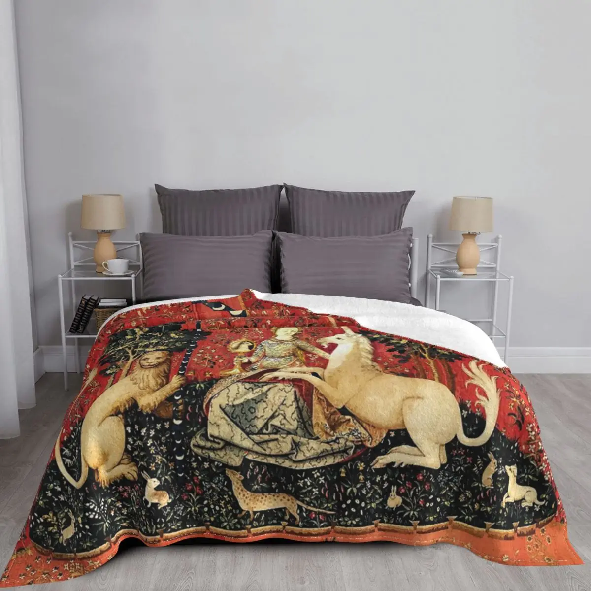 Женское одеяло с изображением единорога флисовое всесезонное теплое покрывало в