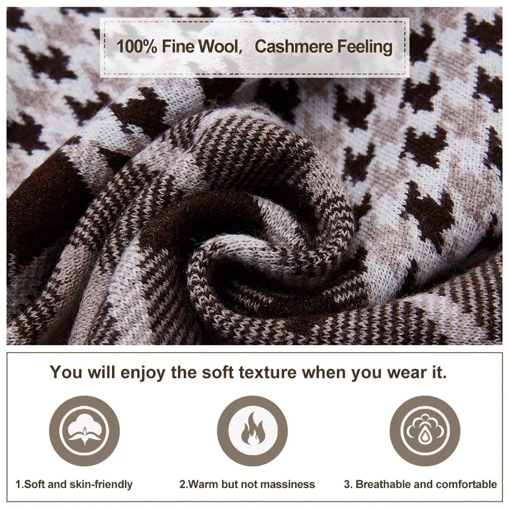 

Men Winter Cashmere Scarf Soft Warm - Long Cotton Scarves