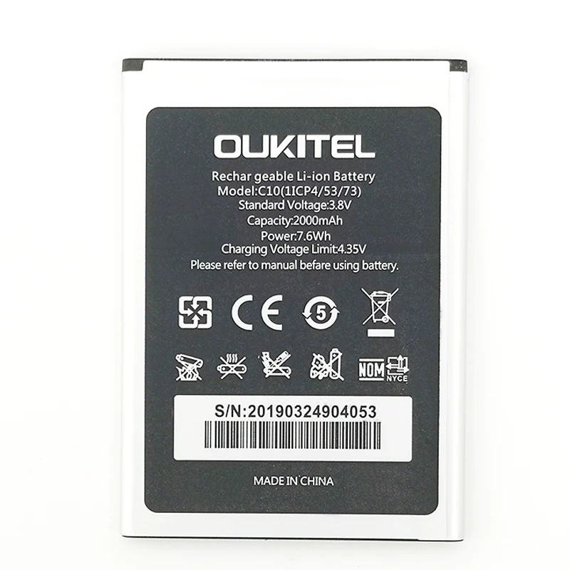 Новый Официальный сменный аккумулятор 2000 мАч для Oukitel C10 / PRO мобильный телефон |