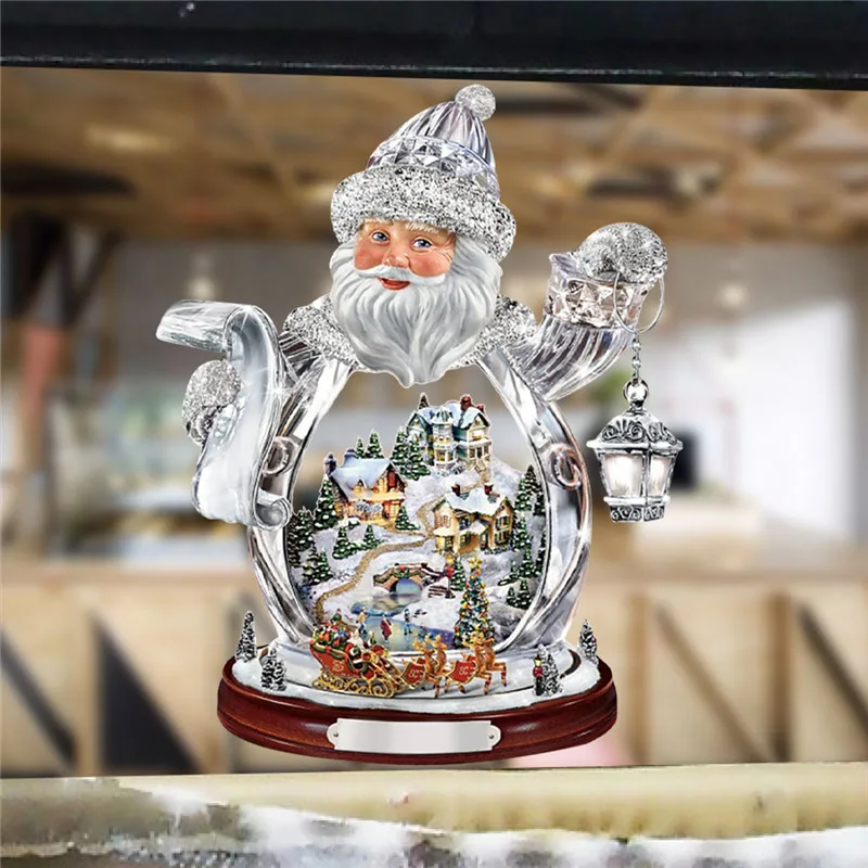 20x30cm Christmas Crystal Tree Santa Claus Snowman Rotating Sculpture Window Paste Sticker Winter New Year Party Home Decoration | Дом и сад