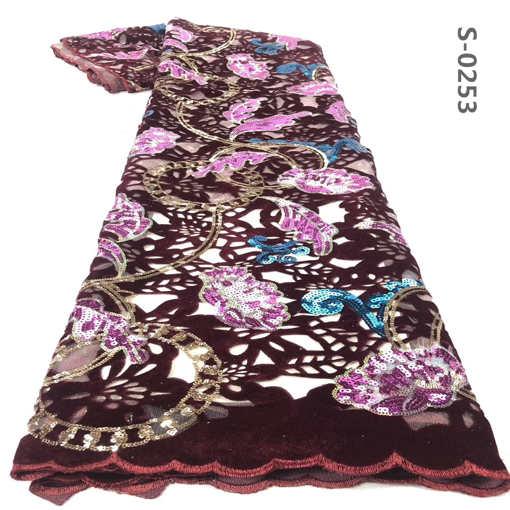 Африканская бархатная кружевная ткань 2019 высококачественные винные кружевные