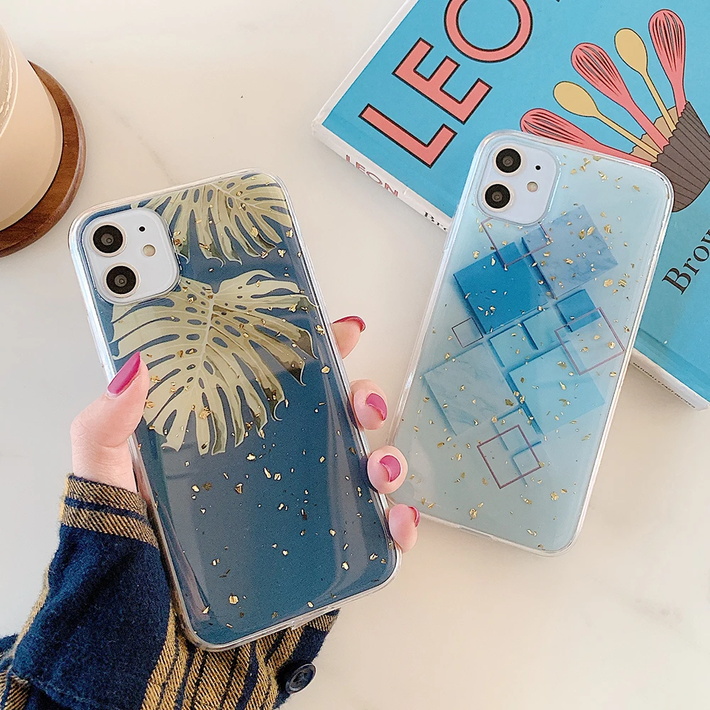 Чехол SUYACS с геометрическим рисунком банановых листьев для телефона iPhone 12 Pro Max 11 XS