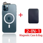 Прозрачный Магнитный чехол и сумка для IPhone 12 Pro Max Mini Magsafing для IPhone 11 IPhone12 Pro 12 Pro Max магнитный держатель для карт