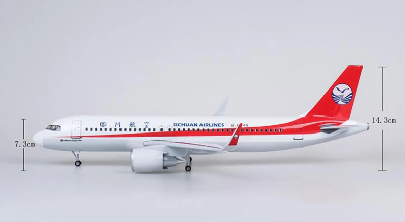 1/80 масштаб 47 см самолет Сычуань авиакомпания Airbus A320 neo модель светодиодный свет и колесо шасси литье под давлением модель самолёта из смолы игрушка