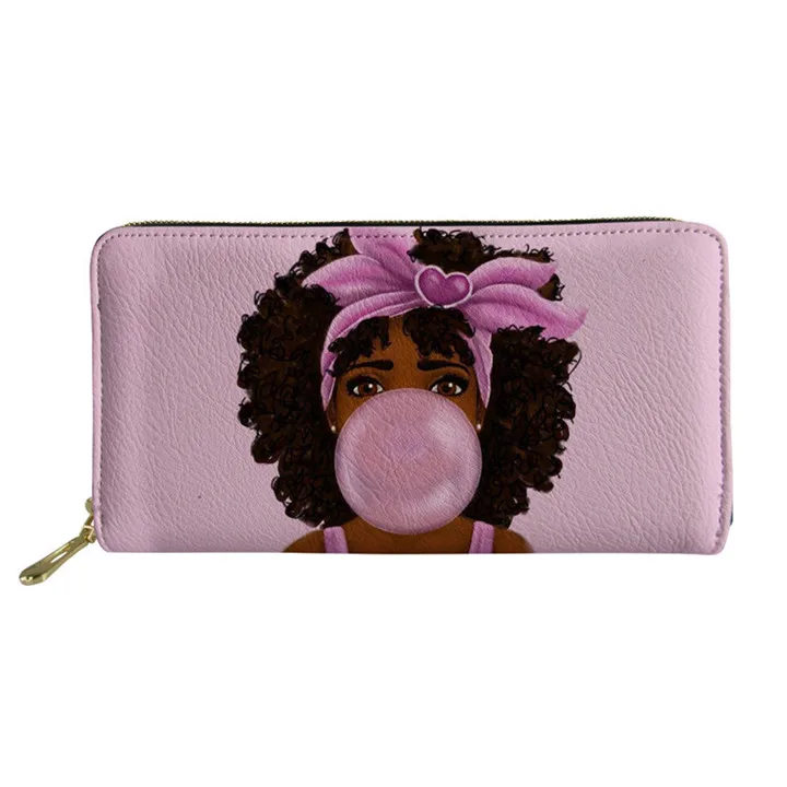 Nopersonality черные женские кожаные кошельки в Африканском и американском стиле Art Afro кошелек для девочек длинный женский держатель для кредитных карт Сумочка розовая - Цвет: Z4941Z21