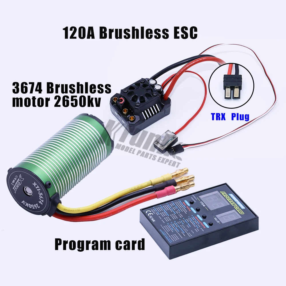 2650KV TRX plug X-team 3674 бесщеточный мотор+ EZRUN Max10 120A RTR ESC водонепроницаемый бесщеточный ESC для 1/10 SCT грузовик Moster грузовик RC автомобиль - Цвет: 2650KV TRX plug
