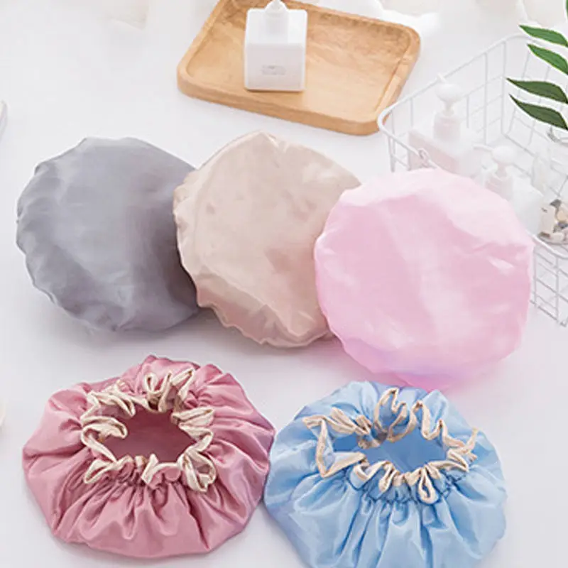 Waterproof Women Shower Cap Satin Beanie Hair Bonnet Bath Accessories Shampoo Multiple Caps Bathroom Set Dust-proof U3 | Дом и сад
