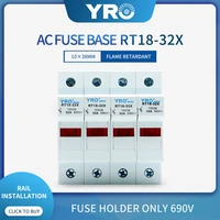 ac 1pc 4p fuse base 690v 32a with led light matching fuse 10x38mm r015 only fuse base rt18 32x