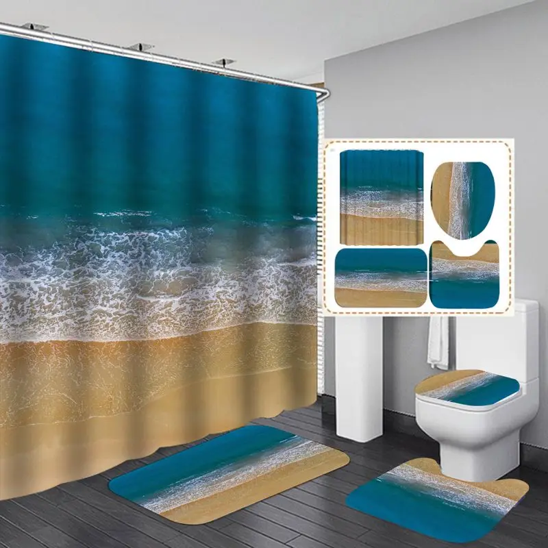 

3D Digital Printing Shower Curtain 4 Pieces For Home / Hotel / Party Decoration 180 * 180cm