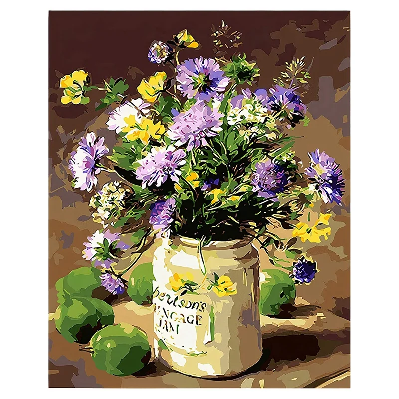 

Promotion! DIY Paint By Numbers For Beginner,Flowers Field Paint By Number Kit On Canvas 16X20inch (No Frame),Craft For Wall Dec