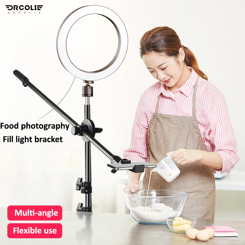 

Кольцевой светильник DROCLIE 16 см, якорь, многофункциональное оборудование для прямой трансляции, штатив 210 см для селфи и фотосъемки