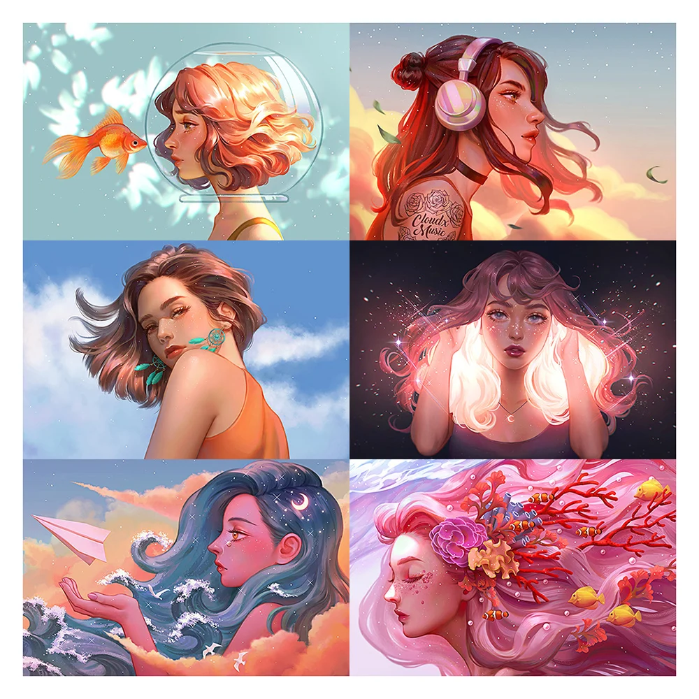 

Diamond Painting Diy 5d Full Drill Cartoon Embroidery Fantasy Girl Mosaic Cross Stitch Home Decor Art Hobby Gift