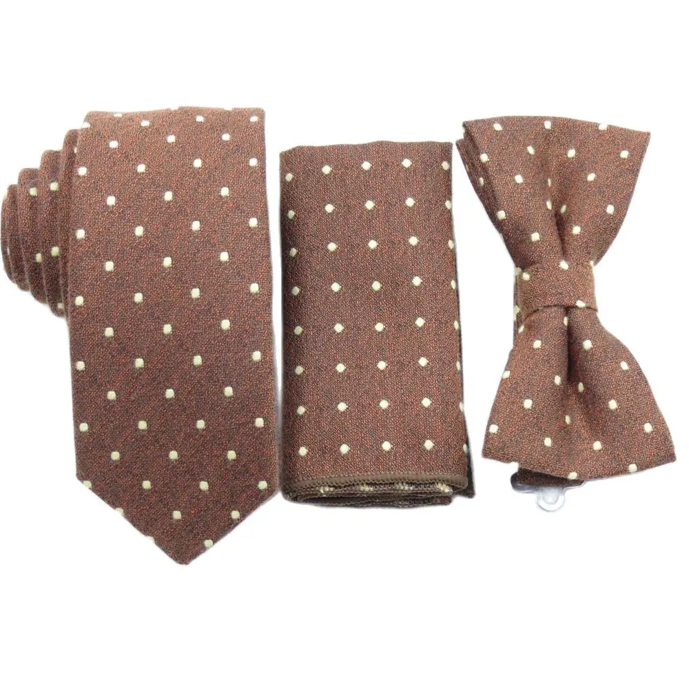 

Желтый, коричневый галстук-бабочка для мужчин, подходящий Карманный квадратный галстук-бабочка в горошек, хлопковая ткань, маленький галст...
