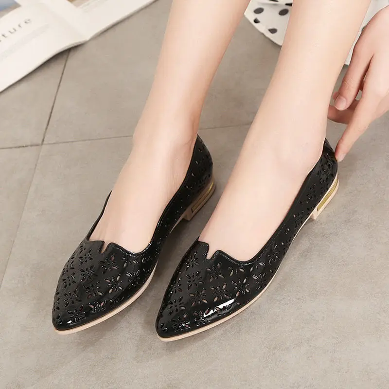 Zapatillas Mujer 2021 Women's Flat Shoes Ballet Shoes Breathable Slip on Pointed Toe Shoes Gold Color Women's Soft Bottom Shoes