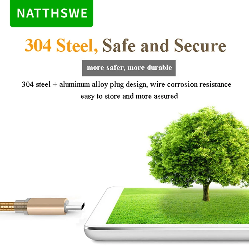 NATTHSWE type C USB Золотой Серебряный черный кабель для передачи данных нейлоновая