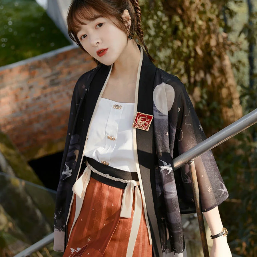 

Spring/Summer New Chinese Style Thin Sunscreen Shirt Improved Hanfu Song-made Hansu Short Stuffed Women Three-piece Suit