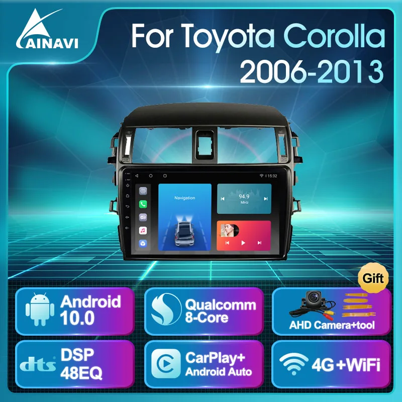 

Автомобильное радио Android 10,0 QLED экран для Toyota Corolla 2006-2013 E140/150 авто стерео Мультимедиа навигатор GPS Carplay NO 2 din