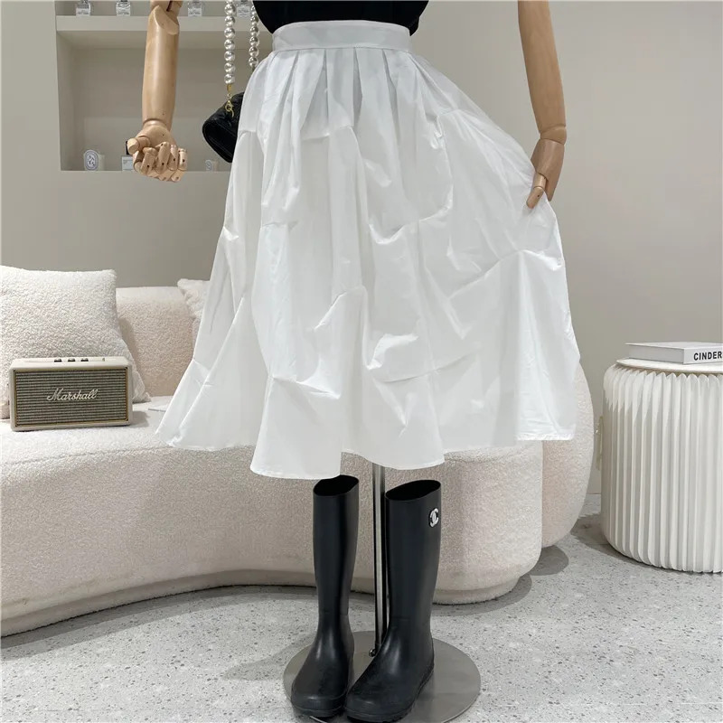 

Niche Design Women's Spring Summer 2021 Fashion Design Sense Temperament Mid Length White Bubble Skirt