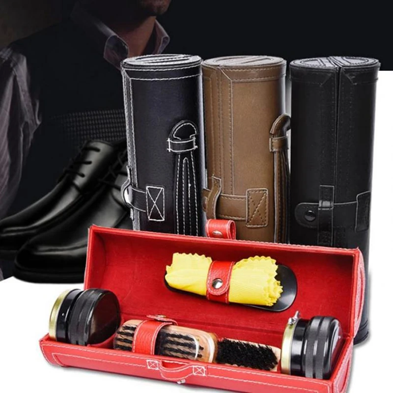 

Shoe Shine Care Kit With Compact Case Portable Travel Home Neutral Shoes Polish Set For Men Gifts
