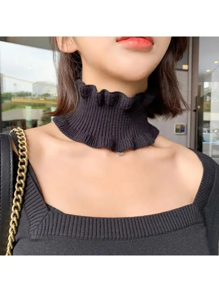 Женский зимний шейный обогреватель ребристая трикотажная оборка отделка