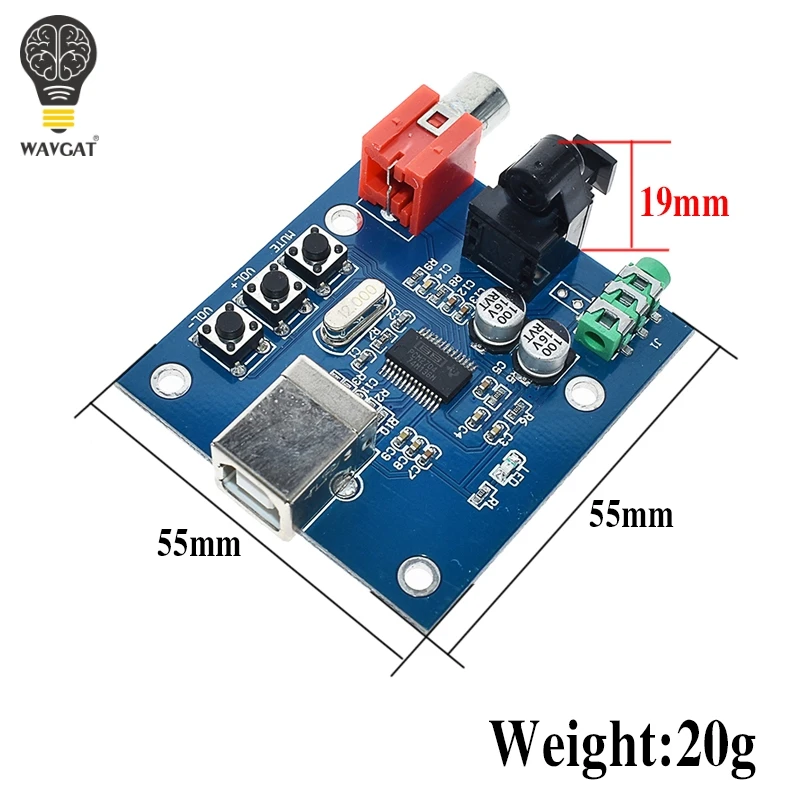 WAVGAT PCM2704 USB DAC USB мощность волоконно-оптический коаксиальный аналоговый выход для Raspberry Pi Raspbian RaspBMC Windows 7 не нужен привод
