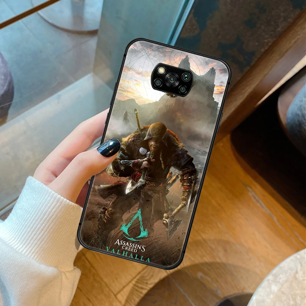 

Assassin Creeds Valhallas Game Phone Case For Xiaomi Mi 8 9 Note 10 A2 A3 9T 10T 11 Poco x3 Lite Pro Ultra black Coque Soft