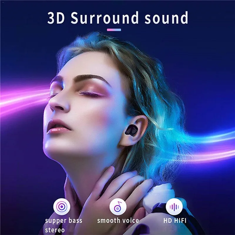 

Wireless Bluetooth Earphones TWS 5.0 Earbuds Headset Hands-Free Earpiece Deep Bass CVC8.0 Noise Cancelling Wireless Headphones