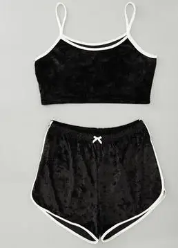 

2020 Summer Ladies Sling Short Home Wear Set Pure Color Sling Shorts Pajama Set