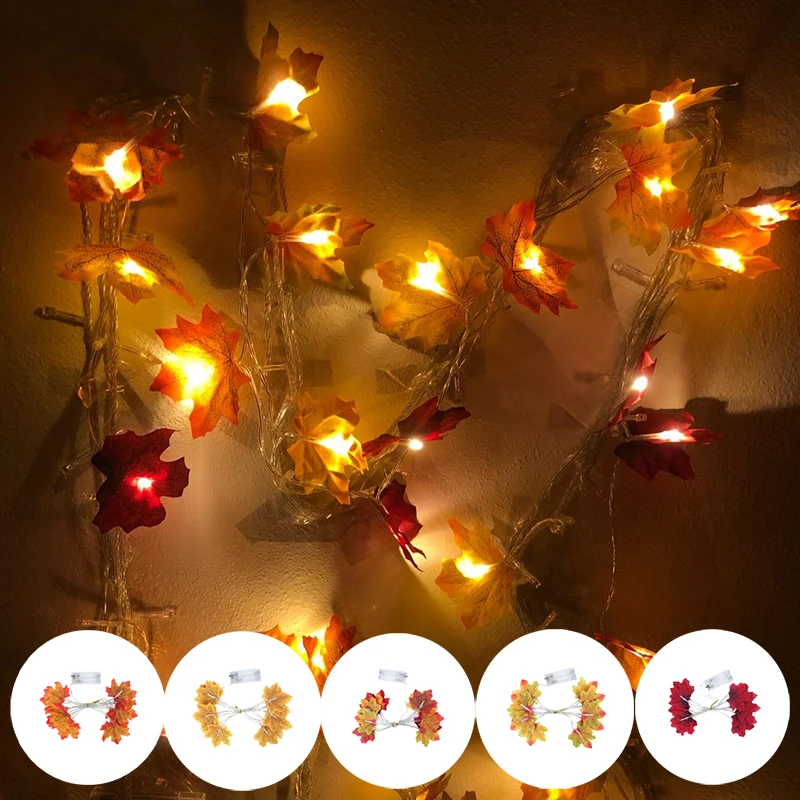 1 5 м 10LED осень кленовые листья гирлянды светодиодные на День Благодарения Декор