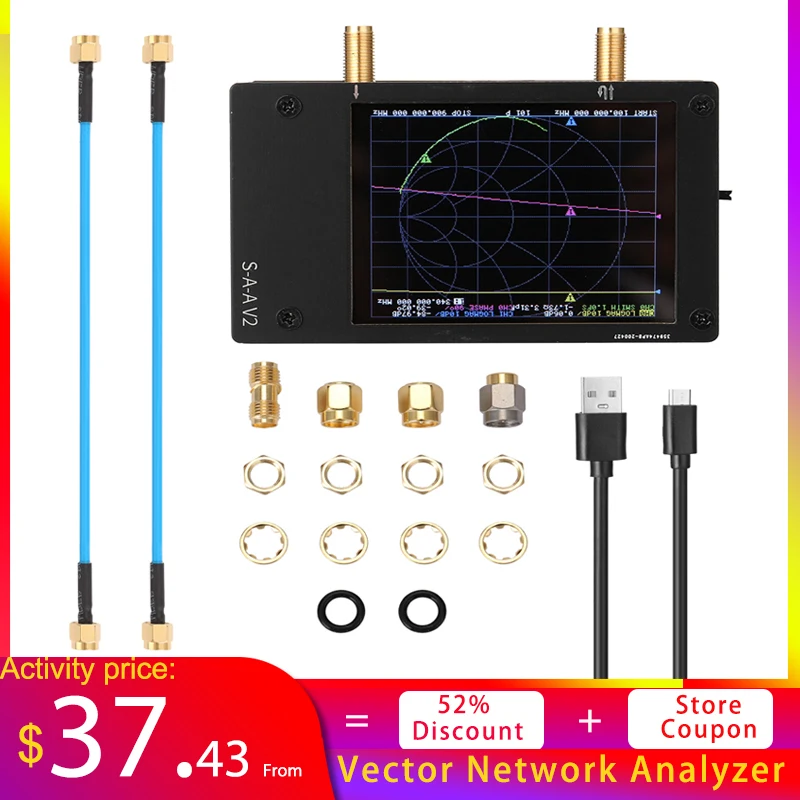 Векторный анализатор сети S-A-A-2 NanoVNA V2 антенны для коротких волн HF VHF UHF с