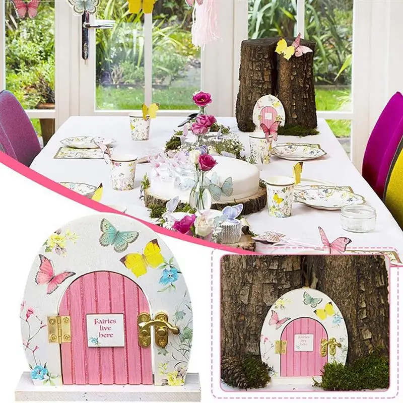 

3D Wooden Fairy Garden Door Hand Made DIY Door Decoration Miniature Fairy Garden Signs Doll House Door Craft House Door