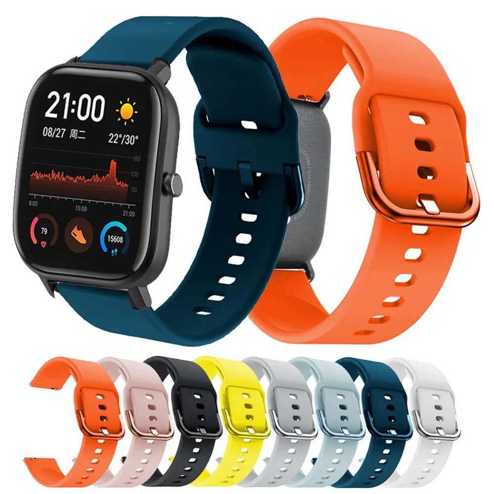 20 мм силиконовый ремешок для samsung Galaxy Watch Active/active2 40 мм/Amazfit GTR 42 мм/GTS браслет ремешок