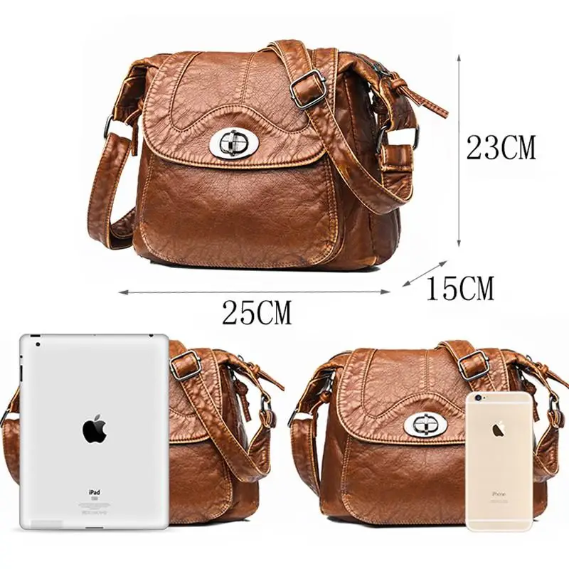 

Crossbody Bags For Women Vintage Handbag Female Soft Washed Leather Purses and Handbags Designer Bags Famous Brand Women Bag Sac