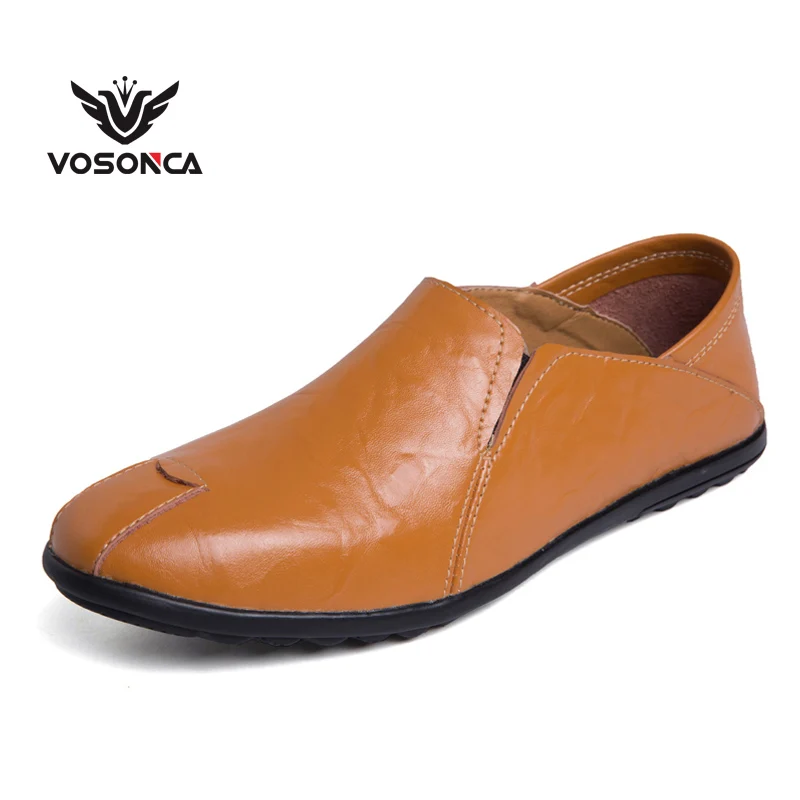 

Vosonca 2019 New Men Shoes Slip-On Men Fashion Shoes High Quality Loafers Leather Casual Shoes Men Flats Driving Shoes