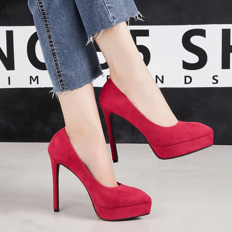Платформа Обувь на высоком каблуке красные женские туфли лодочки женская обувь
