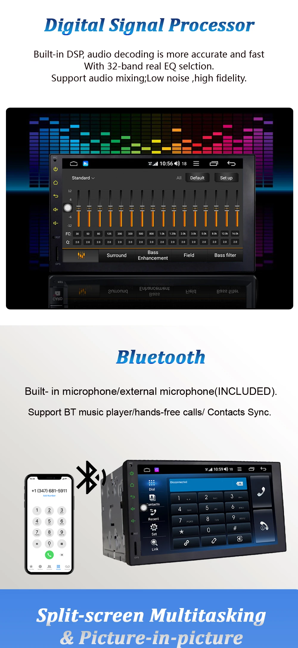 ARKRIGHT 7 ''4+ 64GB 2Din Android автомобильный плеер Android 8,1 Авторадио carplay sc9853i с 4G слотом для сим-карты