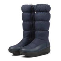 2020 winter snow boots platform shoes girls footwear mid calf women boots down warm fur inner solid color side zipper plus size