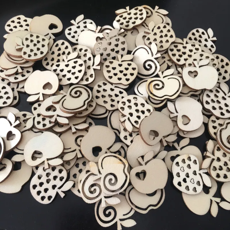 50 шт. деревянные чипы в форме яблока ручной работы для карт аксессуары DIY ремесло |
