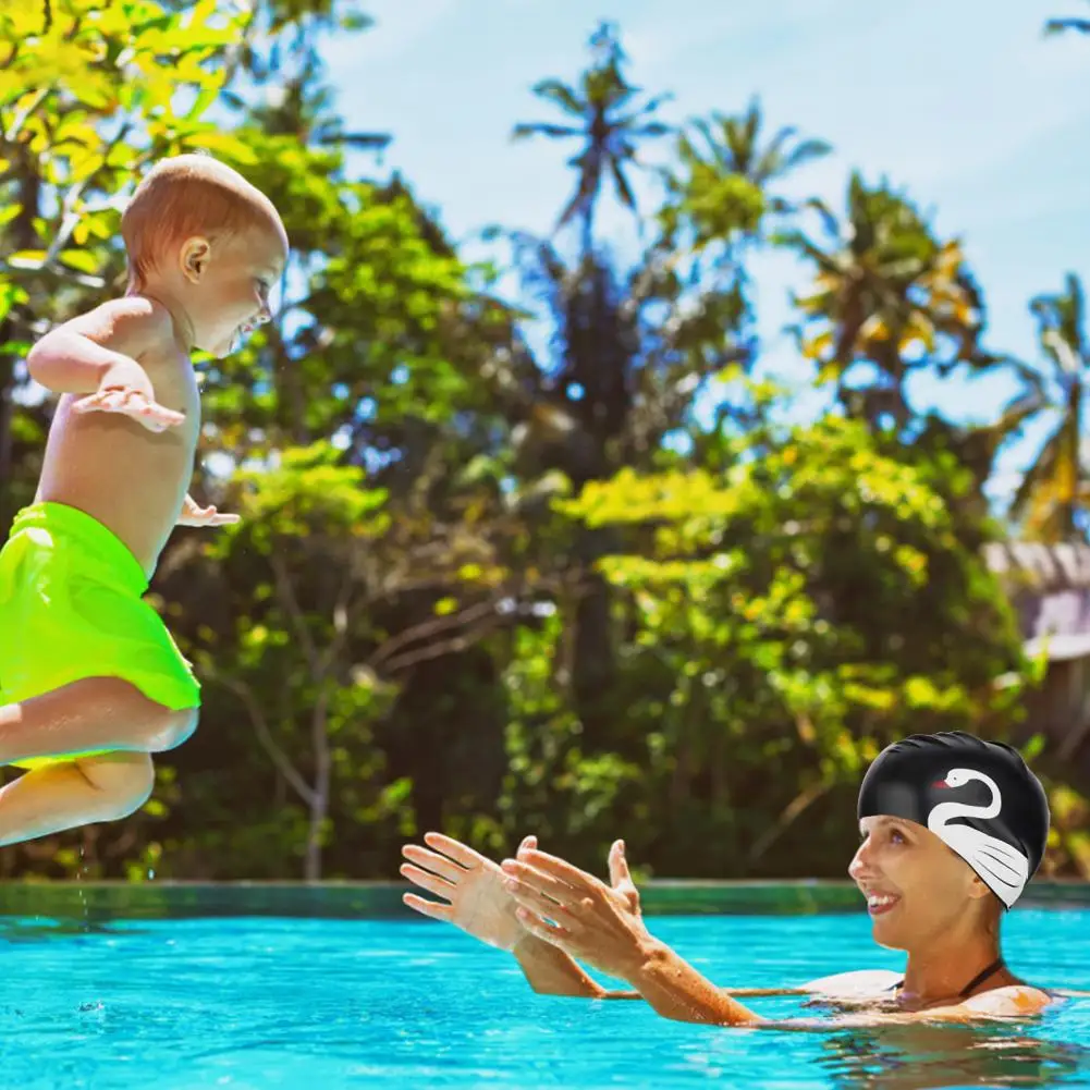 Силиконовая шапочка для плавания модная дизайнерская Гибкая прочная с длинными