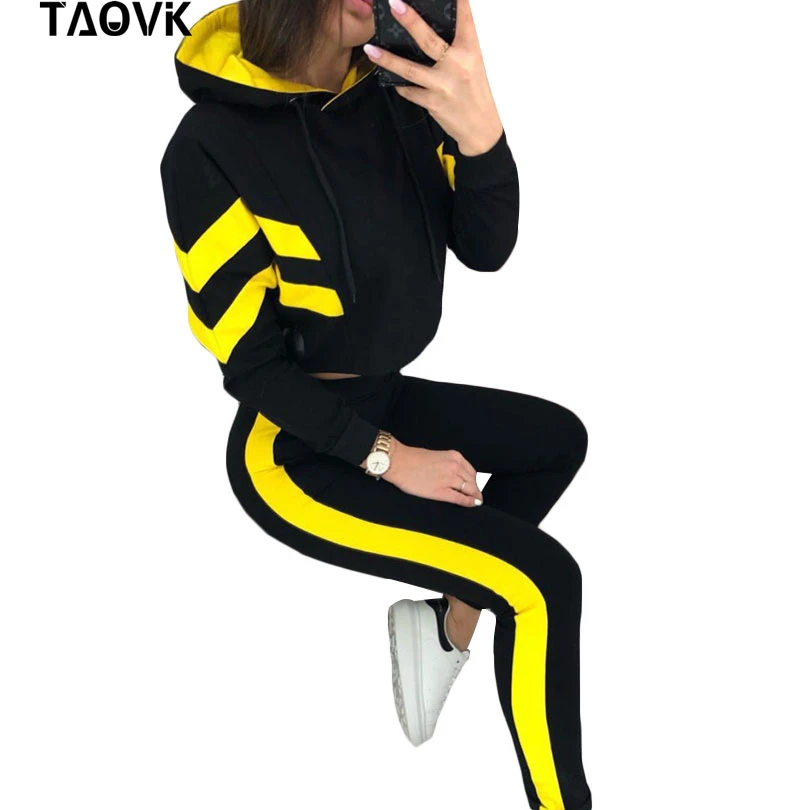 TAOVK/хлопковые спортивные комплекты из 2 предметов Цветная Короткая Толстовка и