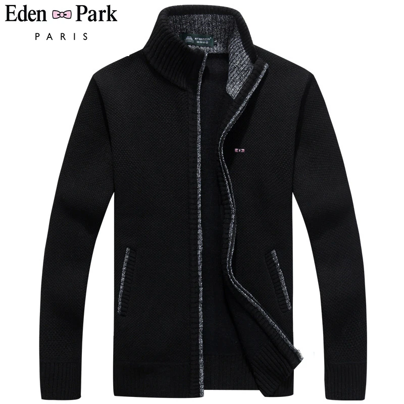 Eden Park Кардиган с вышивкой мужские толстовки одежда модные толстовки мужские повседневные толстовки Толстовка флисовая толстовка на молнии 8 цветов - Цвет: Black