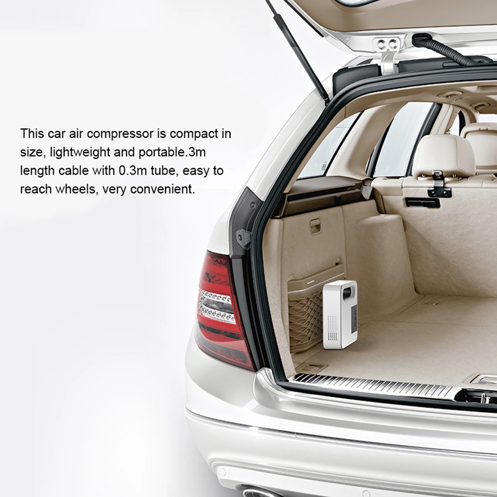 Белый автомобильный воздушный компрессор портативный Электрический насос мини