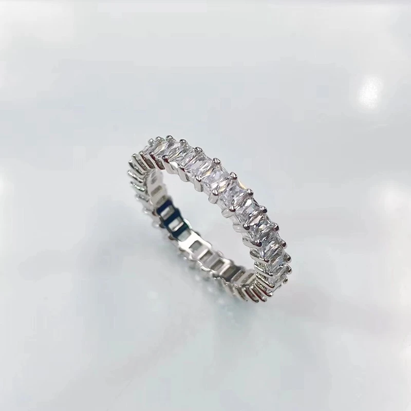 Твердые 925 Серебряный квадратный камень кольцо на палец для мужчин ECLAT Drill с AAA