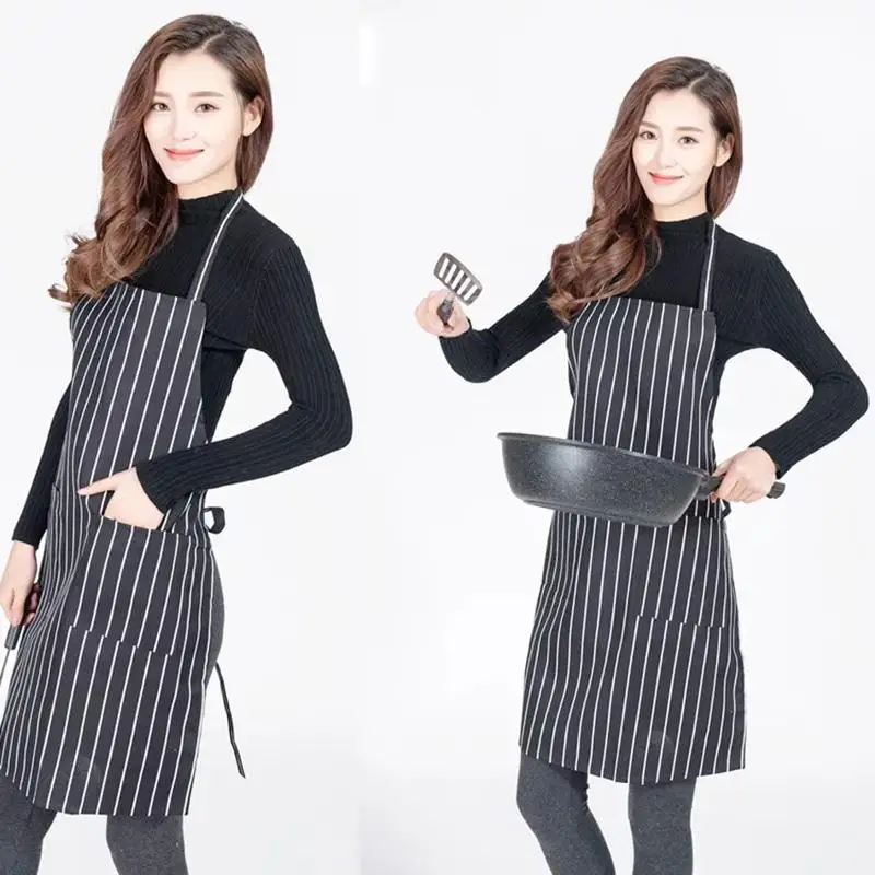 

7 Plaid Long Man Women Waist Apron with Pocket Catering Chef Waiter Bar Kitchen Apron