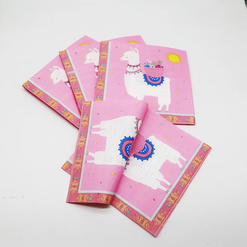 20 шт Мультфильм Альпака тема салфетки день рождения одноразовые украшения для