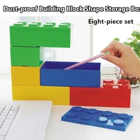 1 set 8pcs creative storage box building block shaped plastic saving space box super imposed desktop handy office house keeping