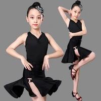 new leopard print girls latin dance sling dress kids ballroom competition evening party stage performance clothing topskirt set