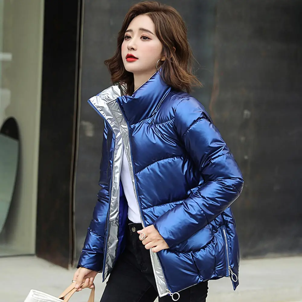 Vielleicht New Women Short Coat Parkas Female Glossy Winter Jacket Women Warm Thick Shinny Coats 3XL Down Jacket Parka